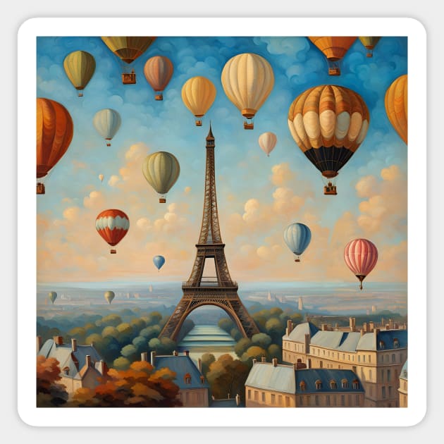 Hot Air Balloons Aloft In Paris Sticker by LittleBean